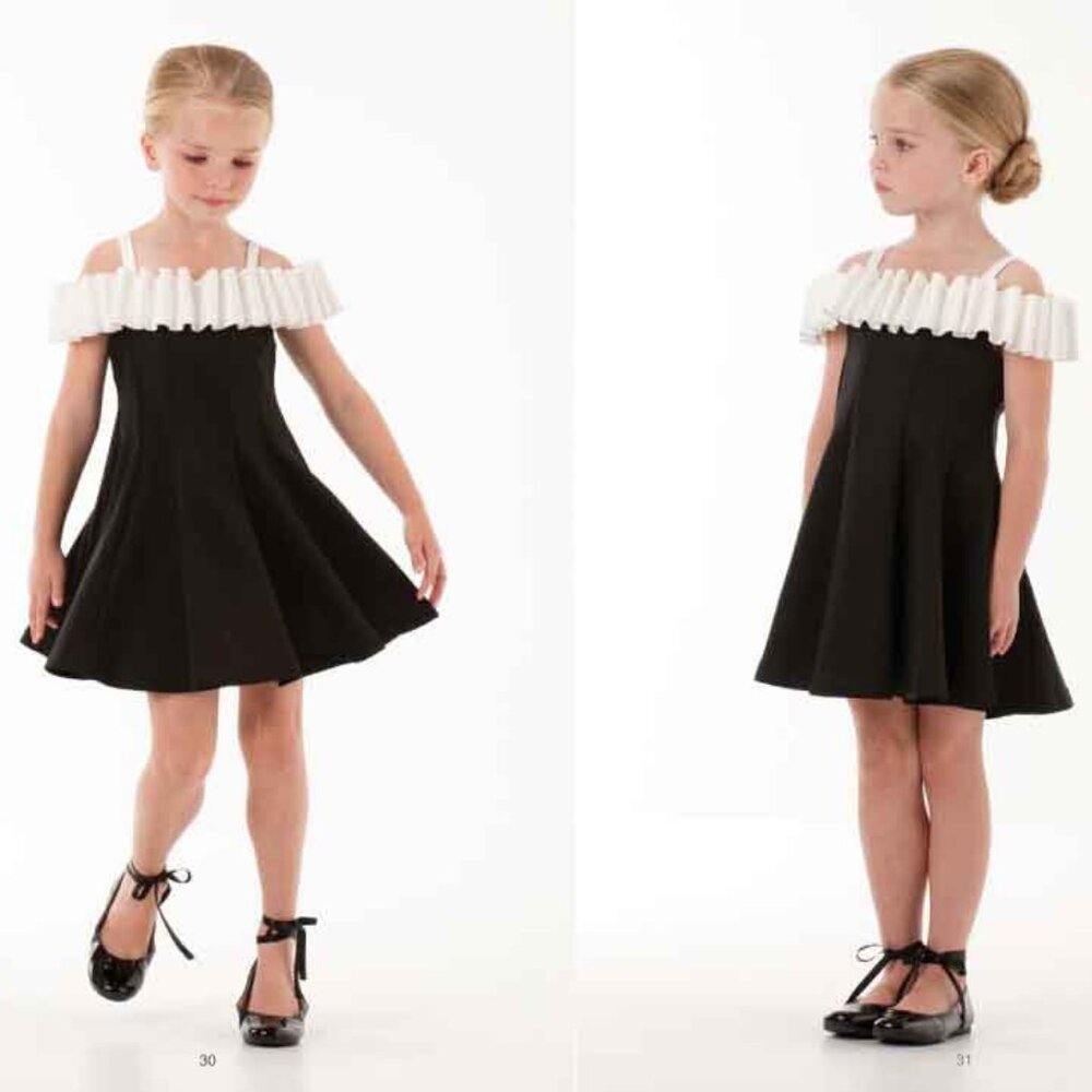 Amazing Tween NEW sz 16 Elegant Girls Designer Biscotti Dress Black White‎